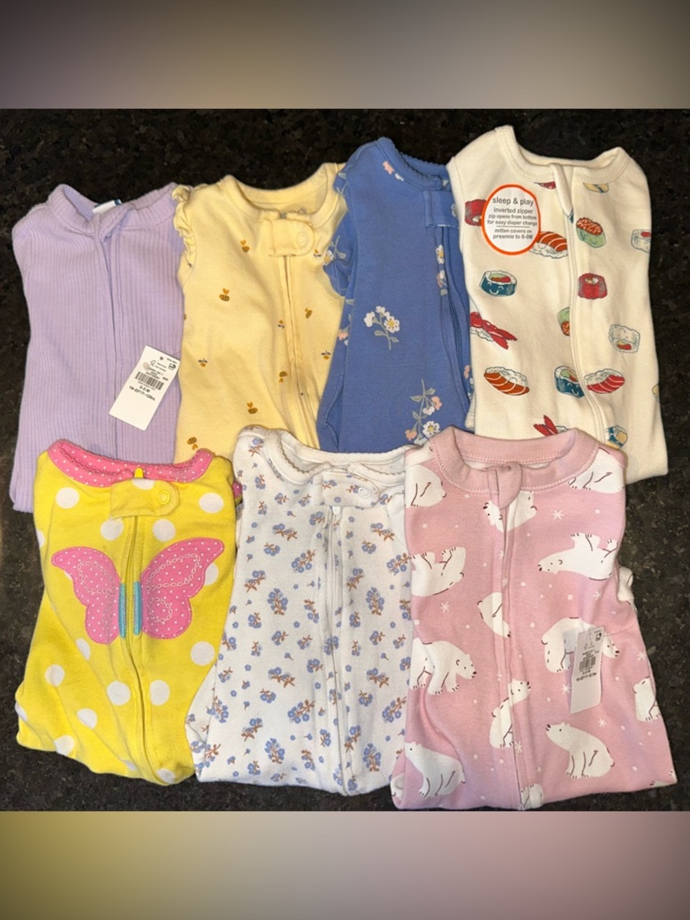 Bundle of Footie PJs- Girl (0-3 Mo)